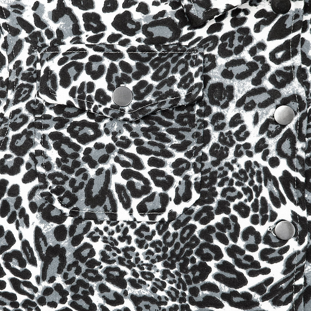 Leopard Print Croped shacket For Women-Ladies-2031-Black - FactoryX.pk