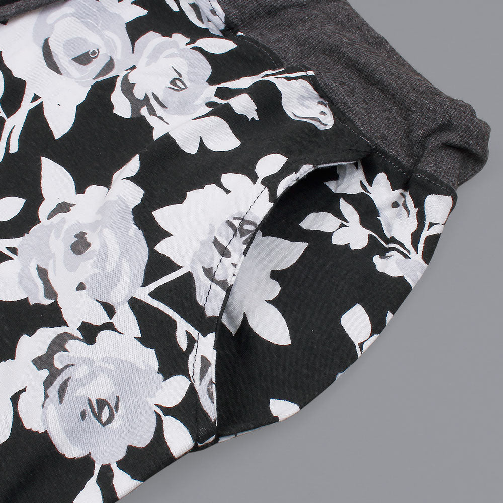Floral Printed Trouser For Her in Blk.-LTRS-0033-Black - FactoryX.pk