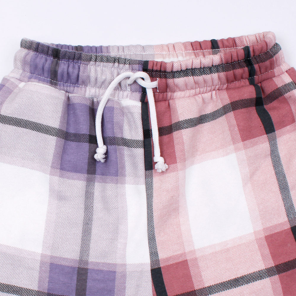 Women Check Coord Reglan Sleeve Tracksuit-Ladies-2028-Lilac Pink - FactoryX.pk