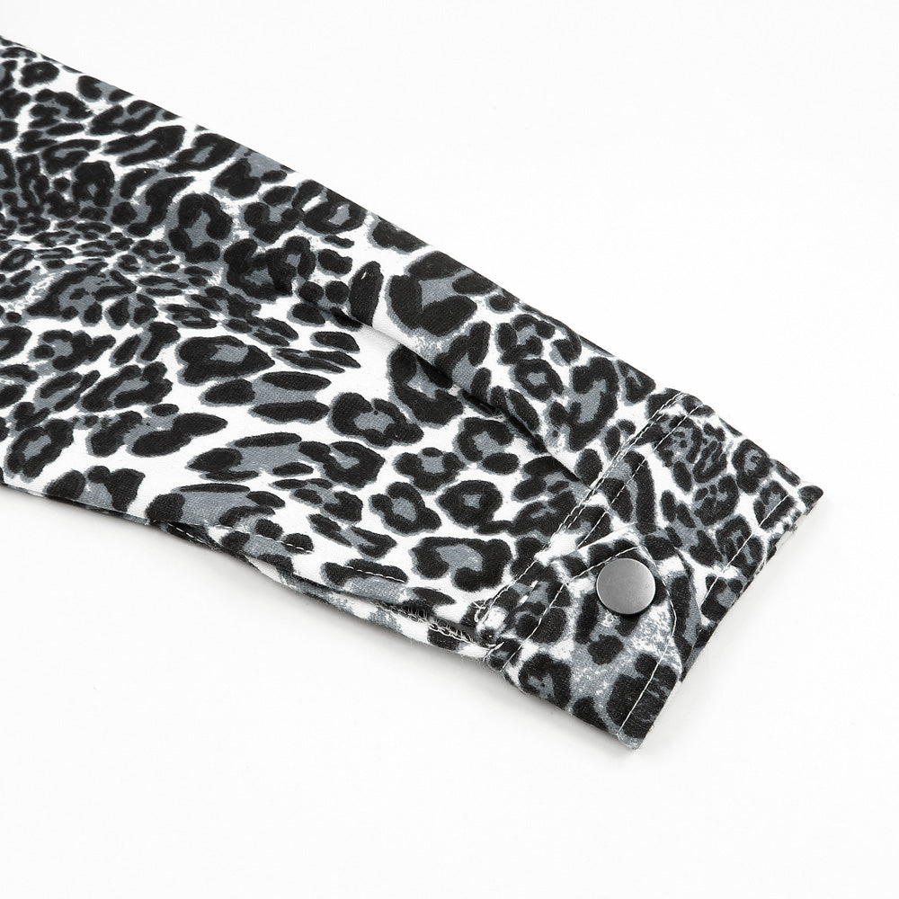 Leopard Print Croped shacket For Women-Ladies-2031-Black - FactoryX.pk