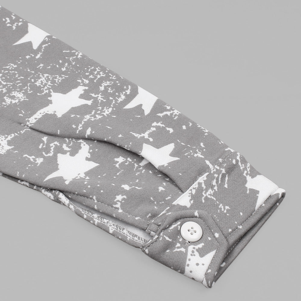 Utility Pocket Star print tracksuit-Ladies-2032-Grey - FactoryX.pk