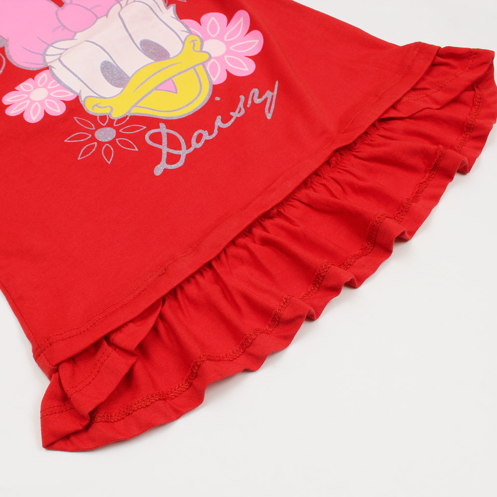 Zochee Duck Printed Girls T-shirt-KTST-2210-Red