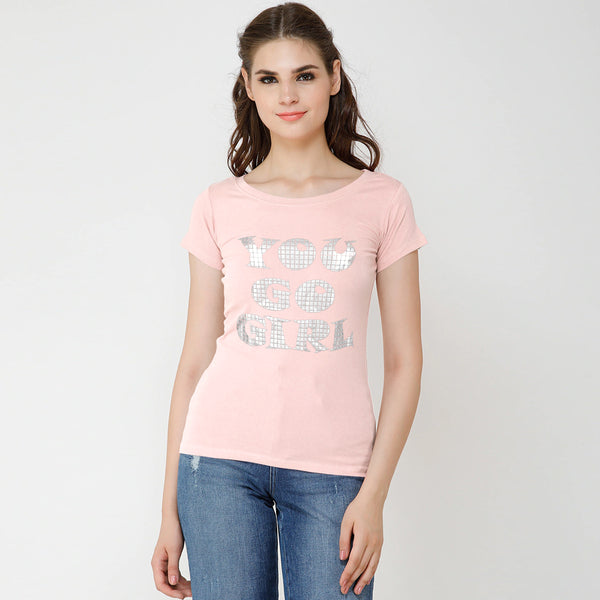 You Go Girl Tees For Her-LTST-0010-Pink - FactoryX.pk