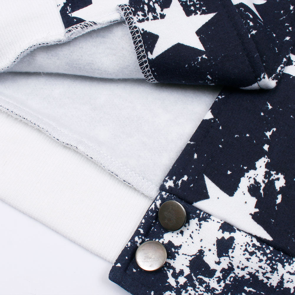 Women Versity Baloon Fit Star print Jacket-Ladies-2030-Navy - FactoryX.pk