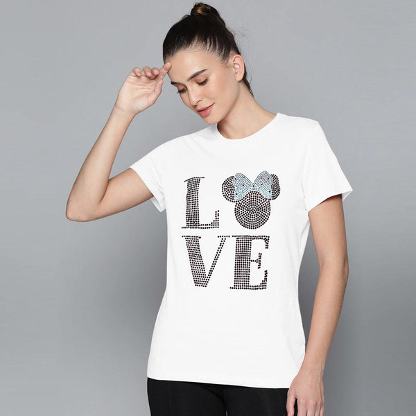 Love Stone Sequence Tees For Her-LTST-0007-White - FactoryX.pk