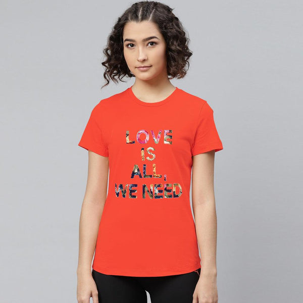 Love is All Printed Tees For Her-LTST-0006-Orange - FactoryX.pk