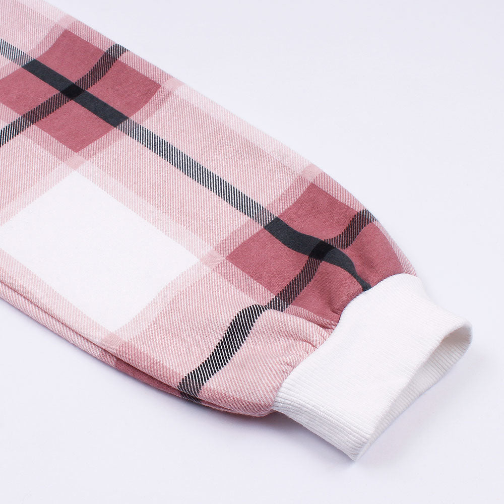 Women Check Coord Reglan Sleeve Tracksuit-Ladies-2028-Lilac Pink - FactoryX.pk