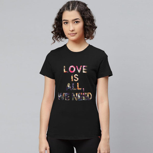 Love is All Printed Tees For Her-LTST-0006-Black - FactoryX.pk