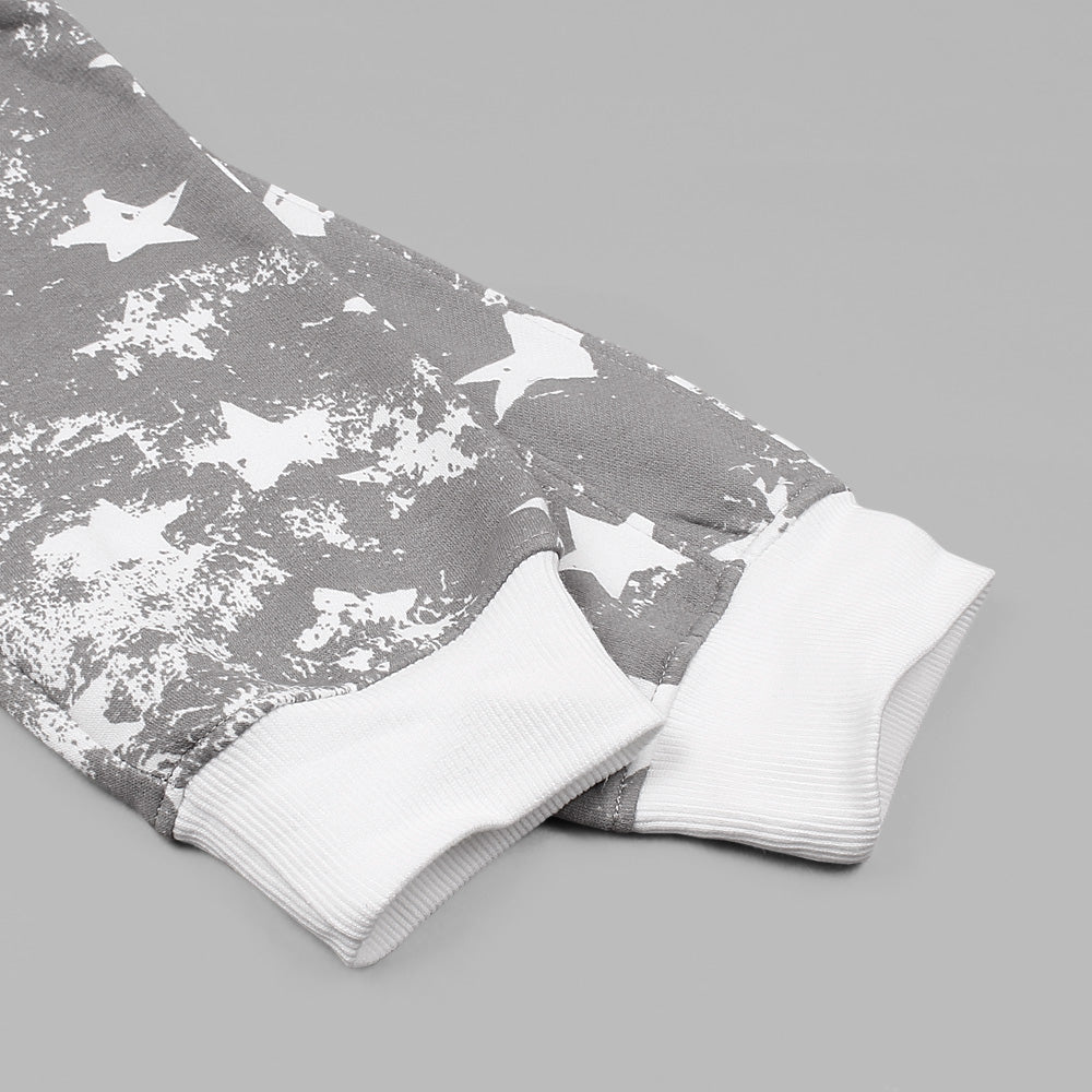 Utility Pocket Star print tracksuit-Ladies-2032-Grey - FactoryX.pk