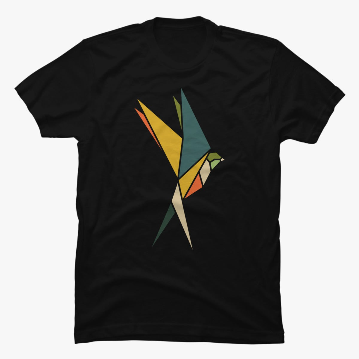 Bird Printed Blk Tee For Him-MTST-0040-Black - FactoryX.pk