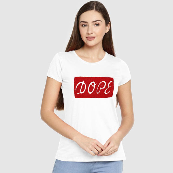 Dope Printed Tee for Her-LTST-0002-White - FactoryX.pk
