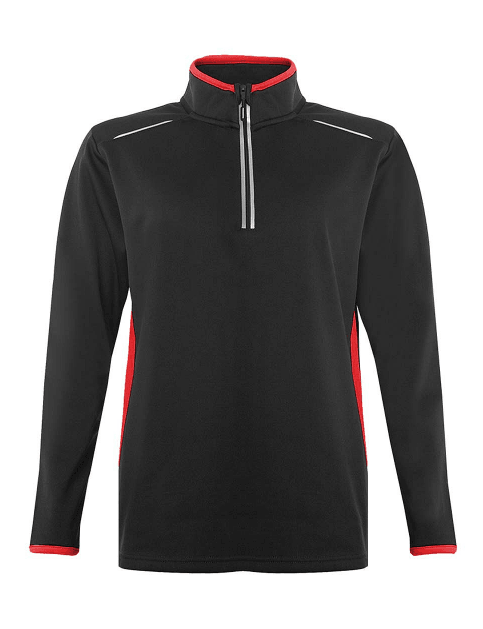 Banner Quarter zip For Men-ZQTR-0057-Black Red - FactoryX.pk