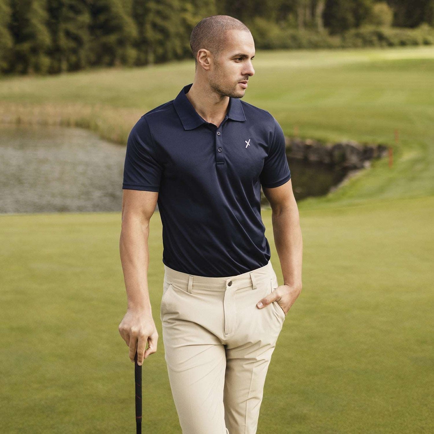 Cflex Activewear half sleeve Polo shirt-MPLO-2001-Navy - FactoryX.pk