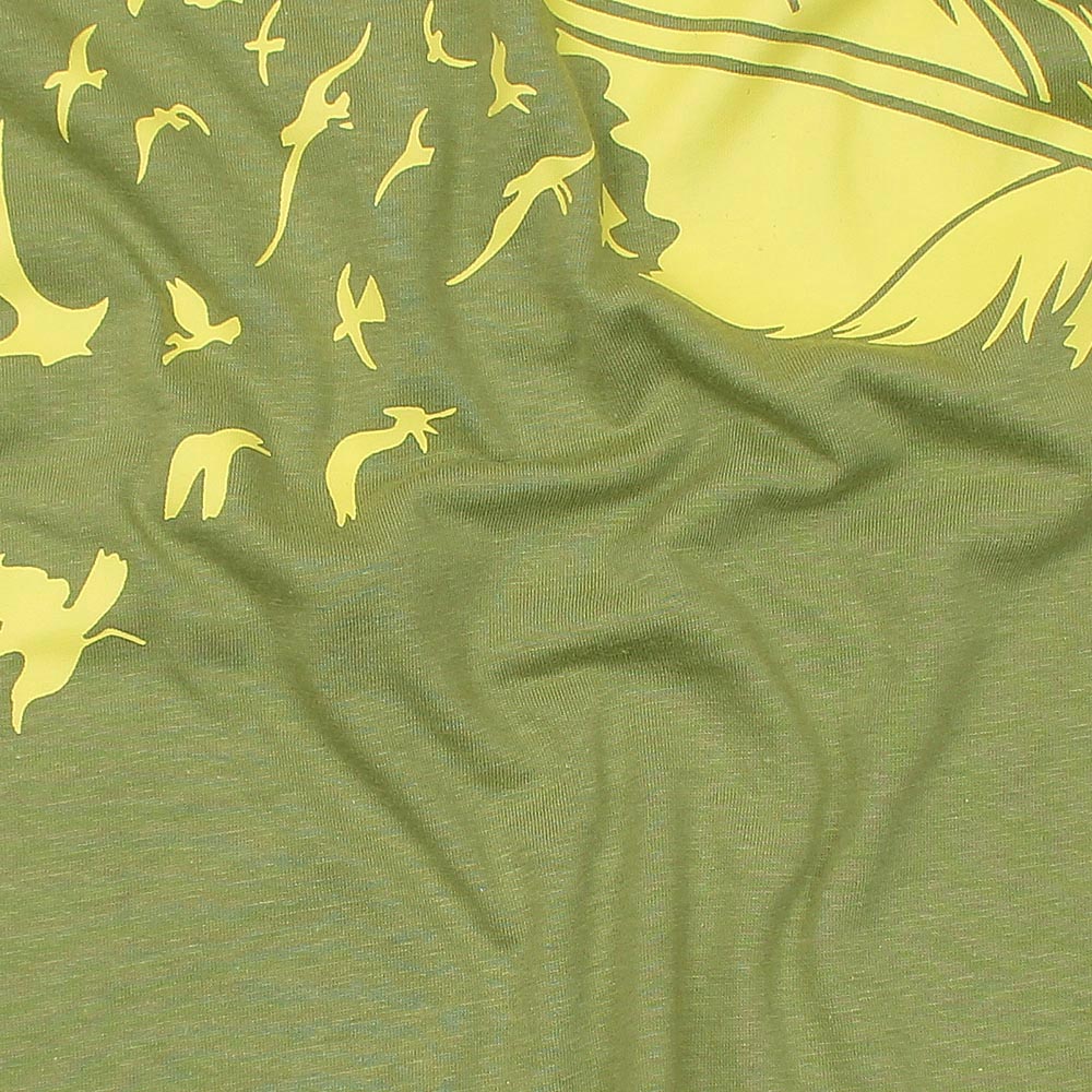 Leaf Printed T-shirt For Ladies-2242-Olive