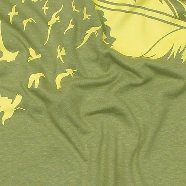 Leaf Printed T-shirt For Ladies-2242-Olive