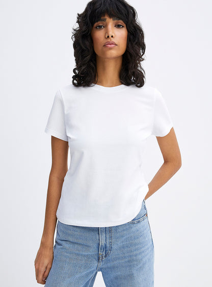 Fapak Solid Round Neck T-shirt For Women-2405-White