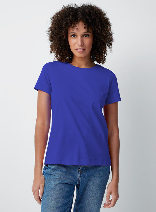 Fapak Solid Round Neck T-shirt For Women-2405-Royal