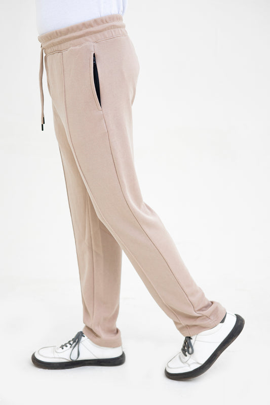 FX Relaxed Fit Pleated Trousers For Men-2599-Beige