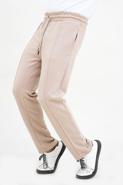 FX Relaxed Fit Pleated Trousers For Men-2599-Beige