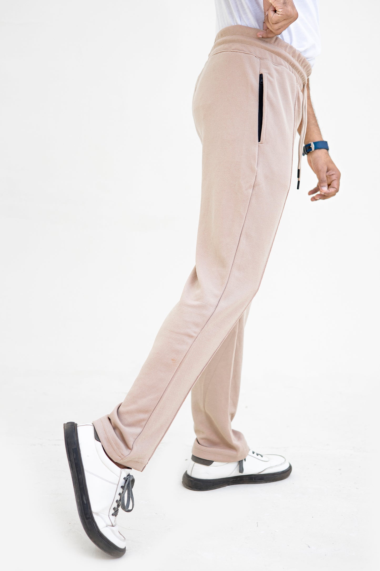 FX Relaxed Fit Pleated Trousers For Men-2599-Beige