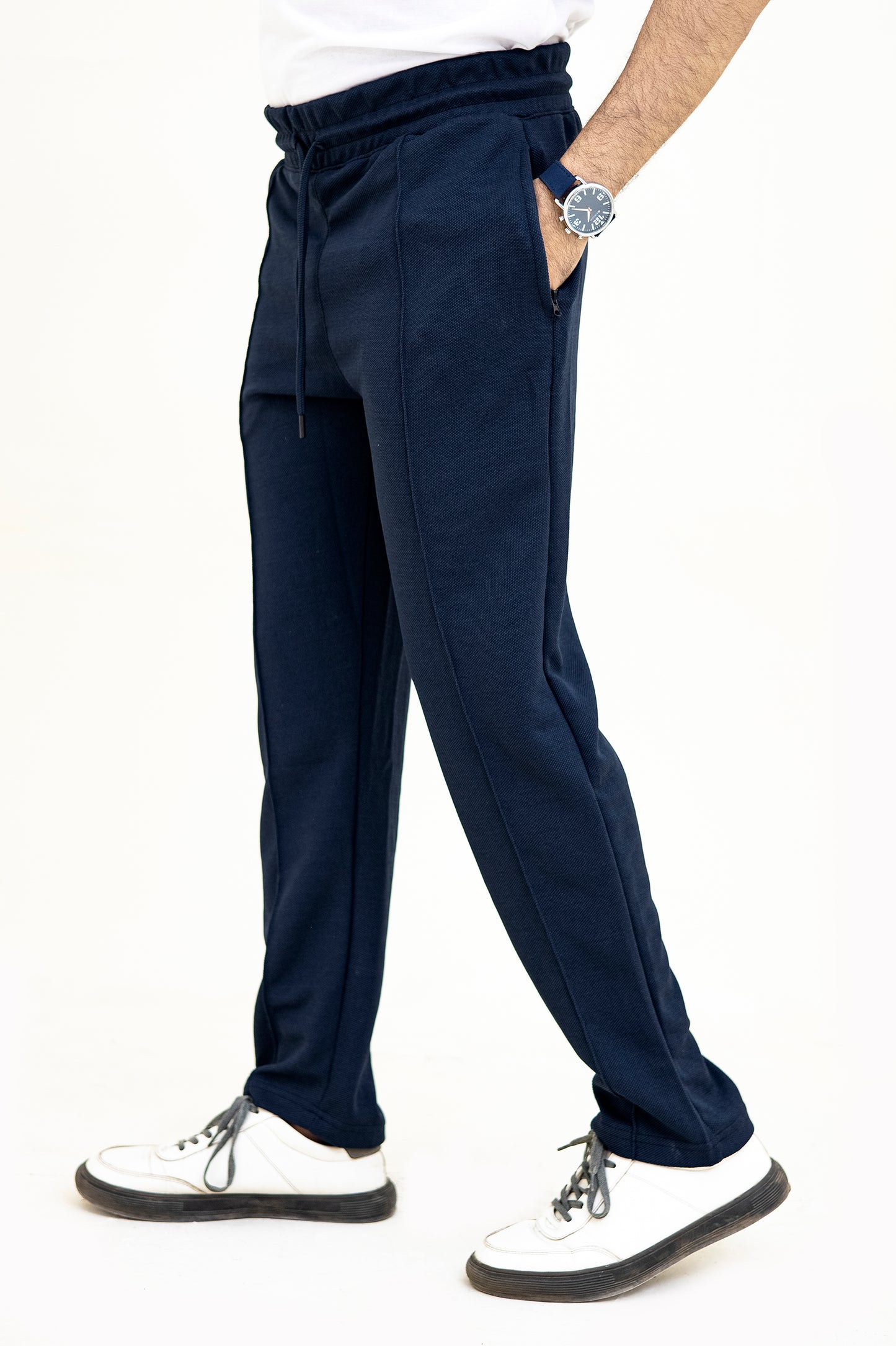 FX Relaxed Fit Pleated Trousers For Men-2599-Navy