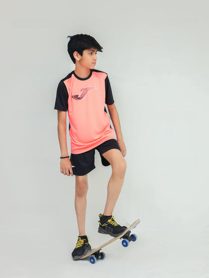 Joma Hurricane Summer Polyester T-shirt For kids-KTST-2196Pink Black