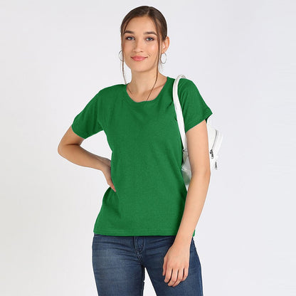 Fapak Solid Round Neck T-shirt For Women-2405