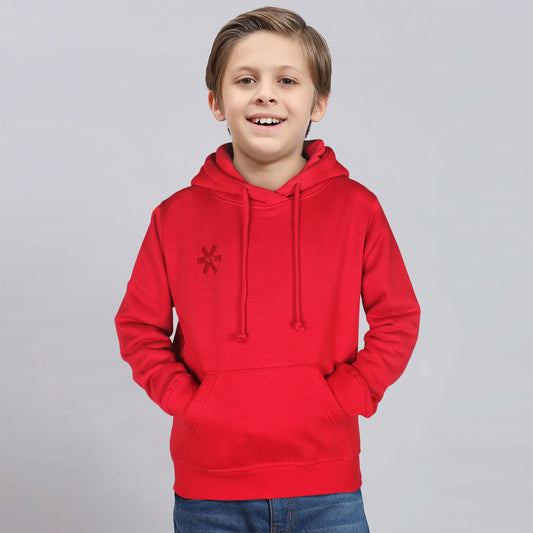 Osk Pullover Plain Hood Kids-2591-Red