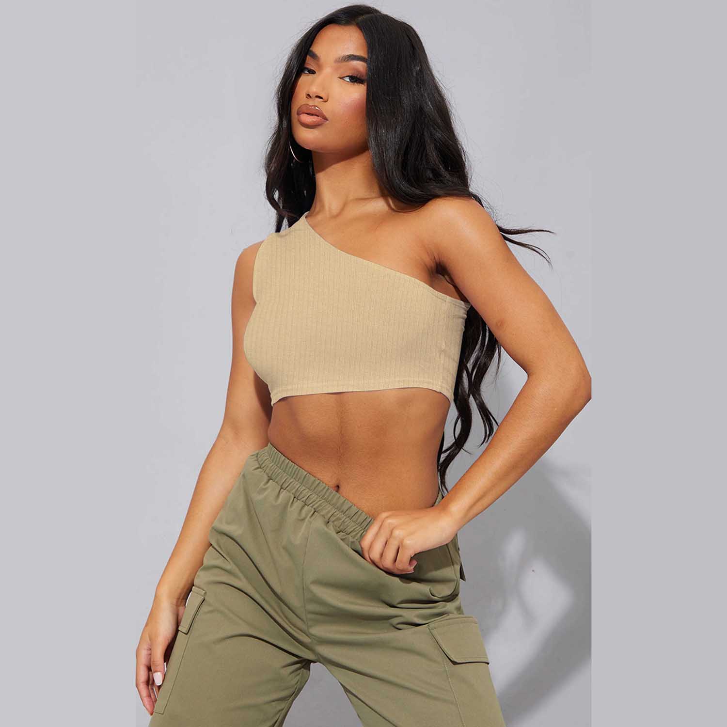 One shoulder CropTop Isawitfirst-2289-Fx1031-Beige