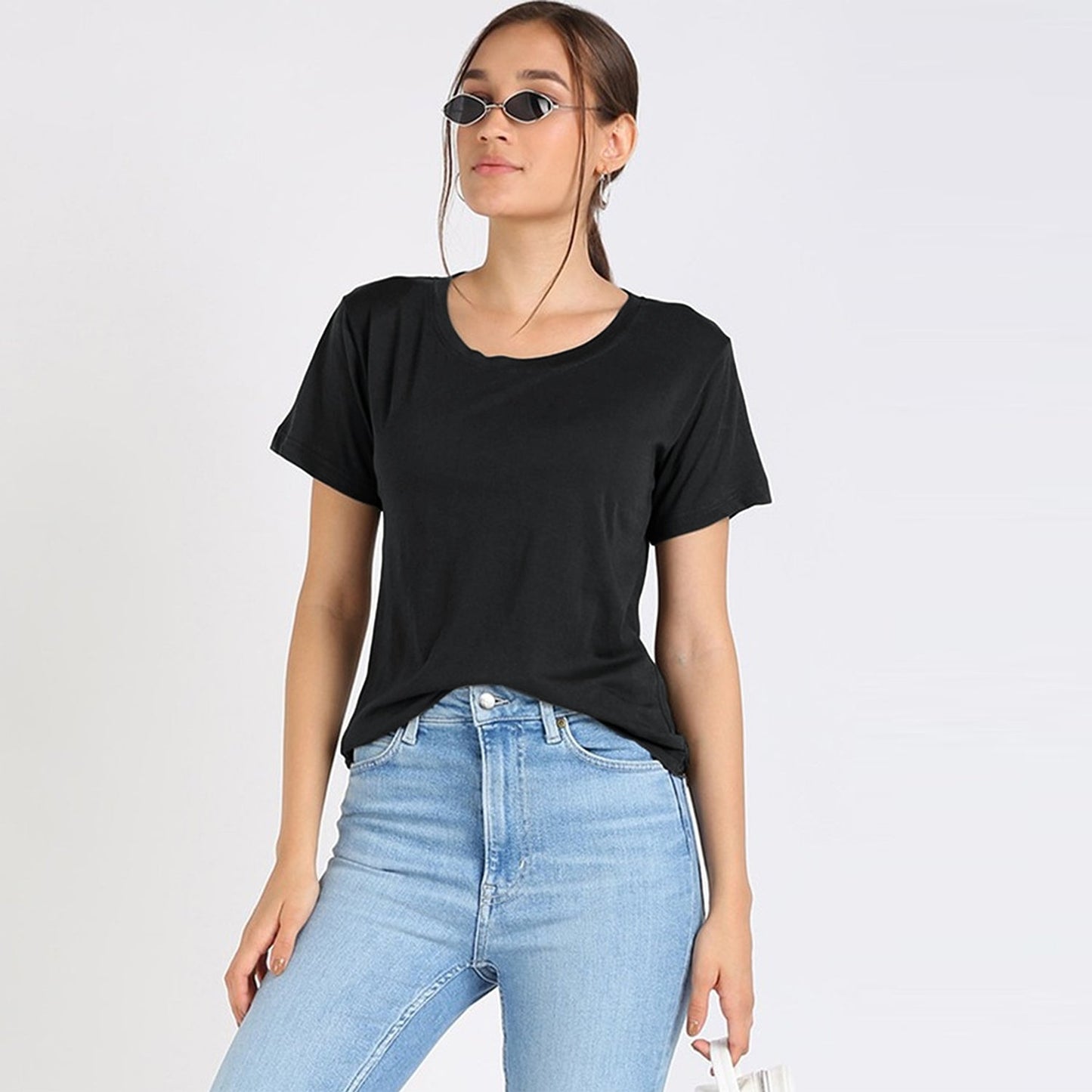 Fapak Solid Round Neck T-shirt For Women-2405