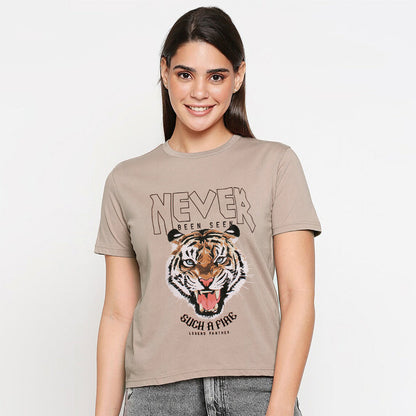 Never Tiger Print T-shirt For Women