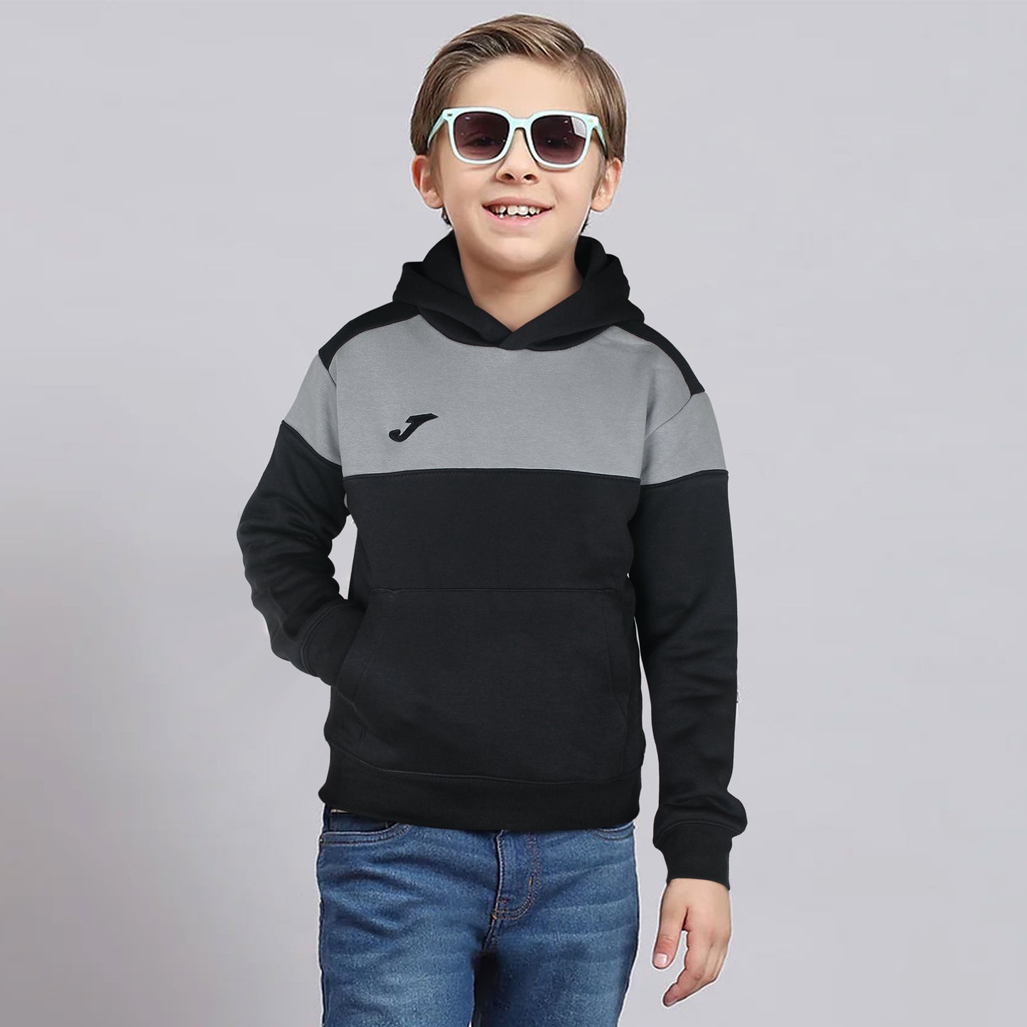 Joma Pullover Panel Hood Kids-2590-Black Grey