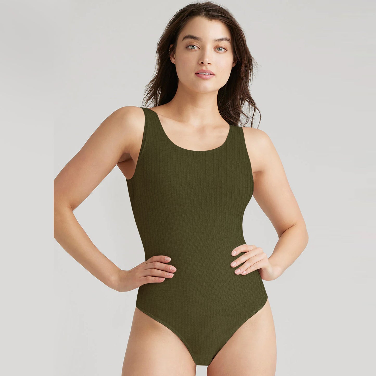 Sleeveless Scoop Neck Bodysuit Isawitfirst-2295-Fx1039-Olive