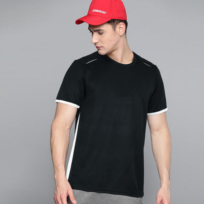 Banner Round Neck Dry-fit Tees for Men-MTST-0066-Black White - FactoryX.pk