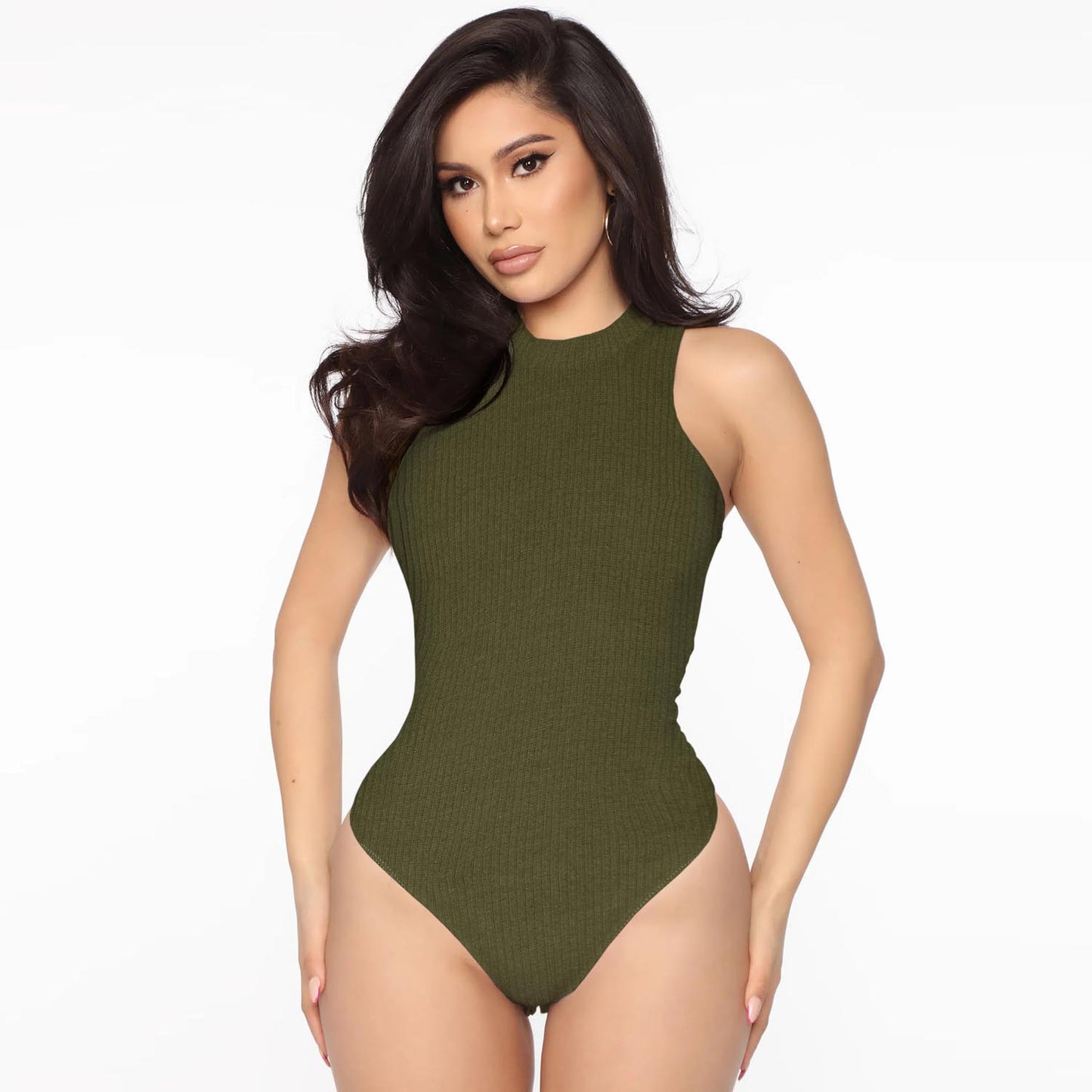 Sleevless Crew Neck Bodysuit Isawitfirst-2291-Fx1035-Olive