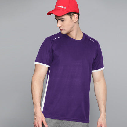 Banner Round Neck Dry-fit Tees for Men-MTST-0066-Purple White - FactoryX.pk