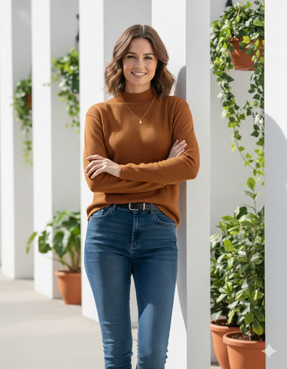 2764- Women’s Basic Turtleneck-Brown