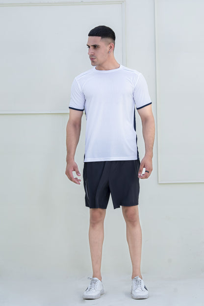 Banner Round Neck Dry-fit Tees for Men-MTST-0066-White Navy