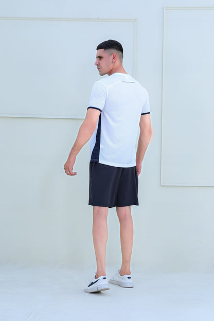 Banner Round Neck Dry-fit Tees for Men-MTST-0066-White Navy