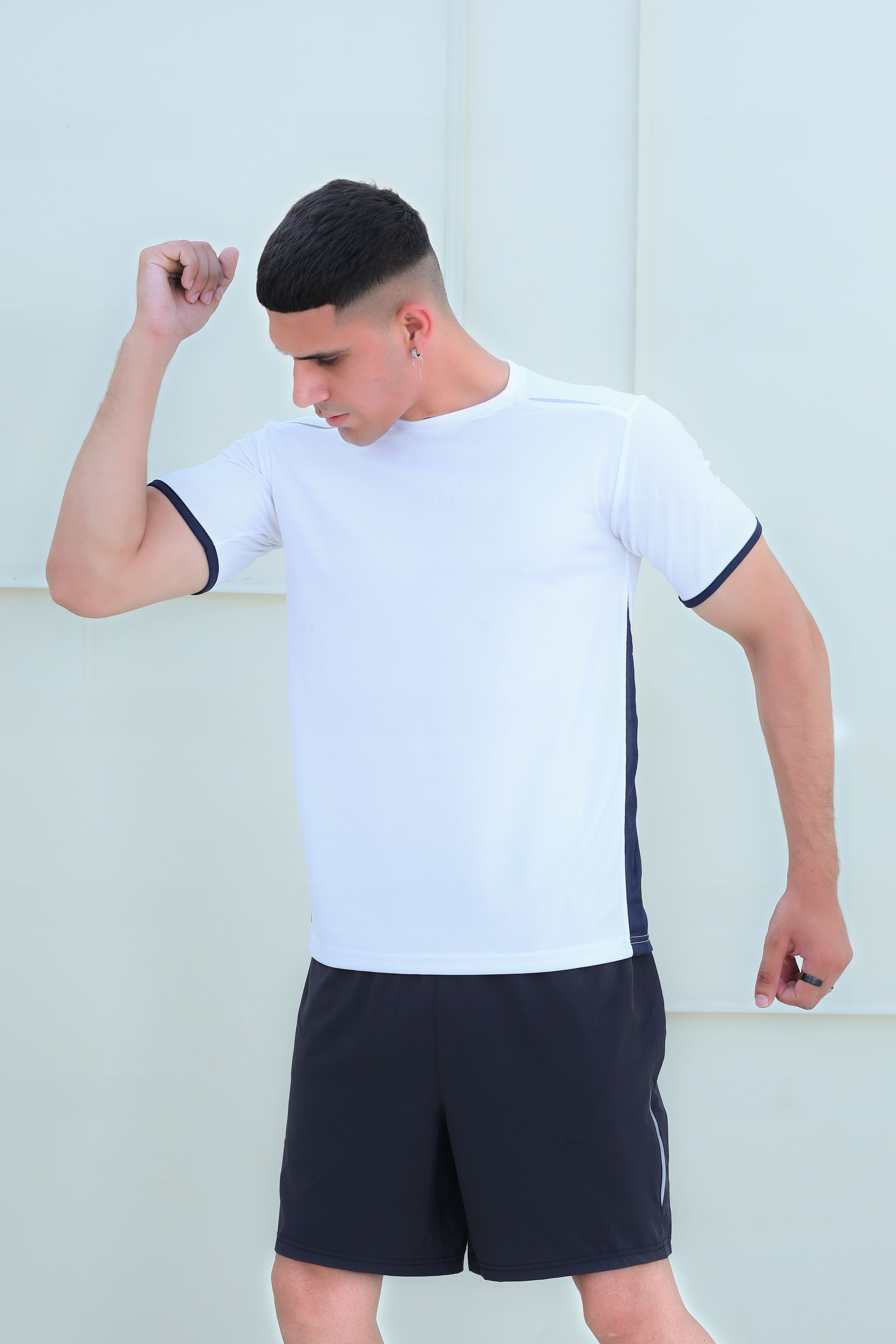 Banner Round Neck Dry-fit Tees for Men-MTST-0066-White Navy