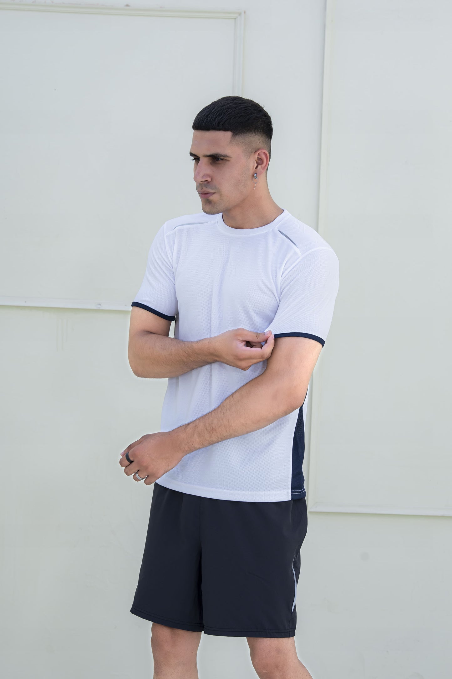 Banner Round Neck Dry-fit Tees for Men-MTST-0066-White Navy