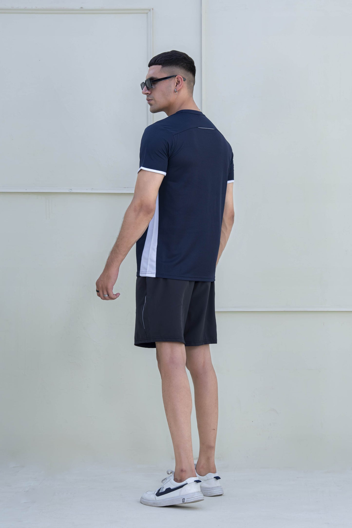 Banner Round Neck Dry-fit Tees for Men-MTST-0066-Navy White