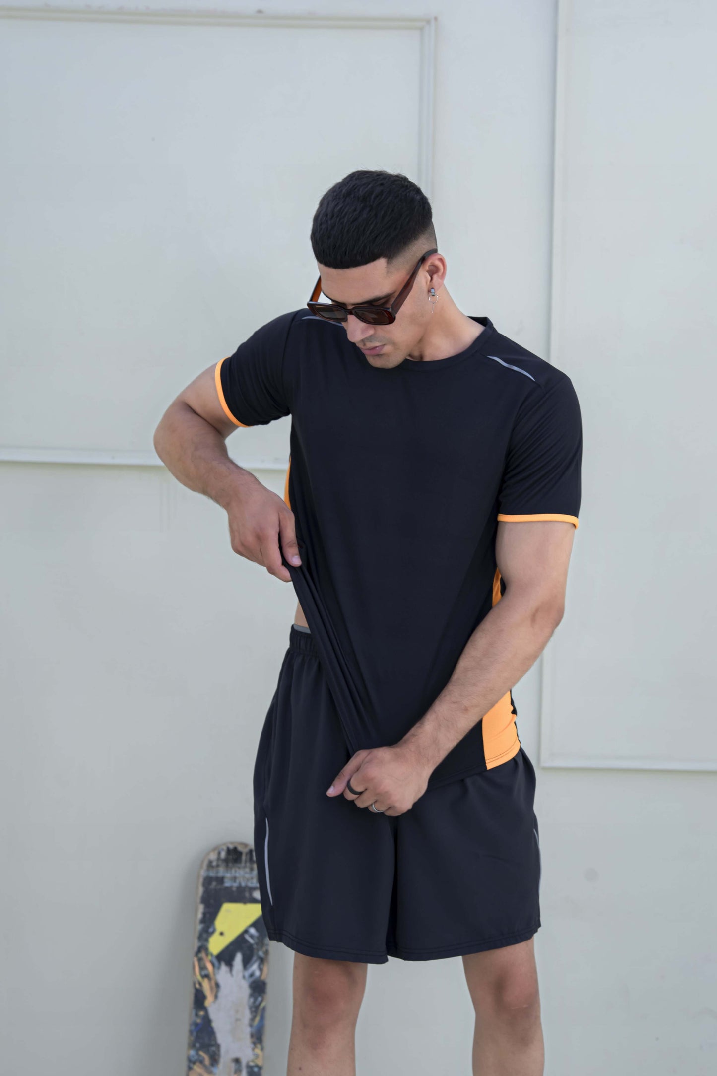 Banner Round Neck Dry-fit Tees for Men-MTST-0066-Black Gold