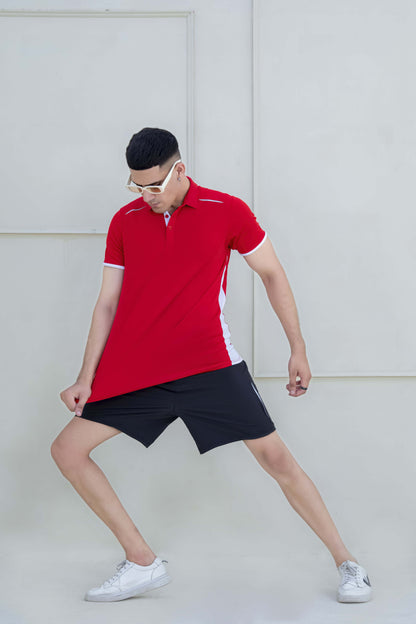 Banner Polos for Men-MPLO-0054-Red White