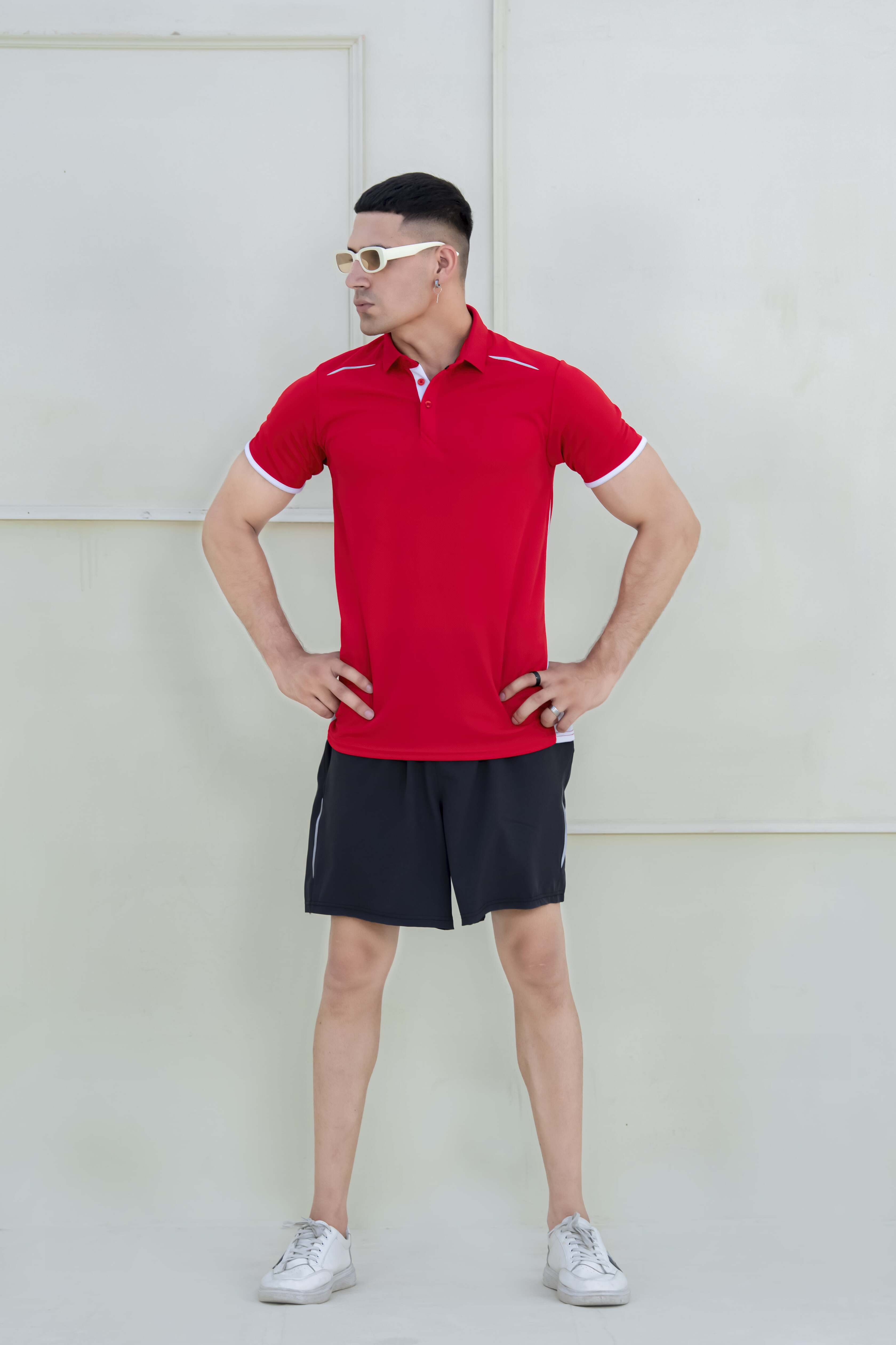 Banner Polos for Men-MPLO-0054-Red White