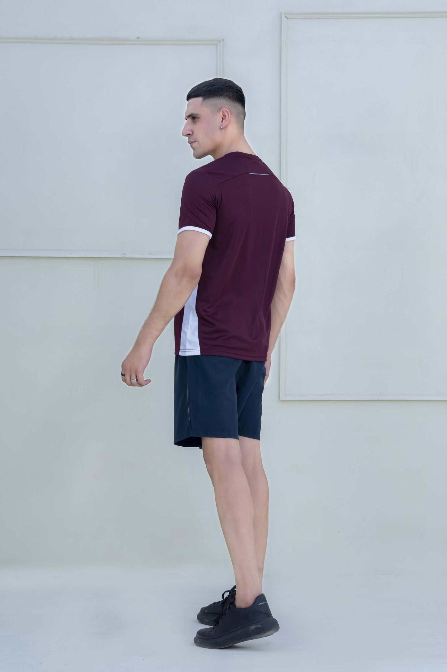 Banner Round Neck Dry-fit Tees for Men-MTST-0066-Burgundy White