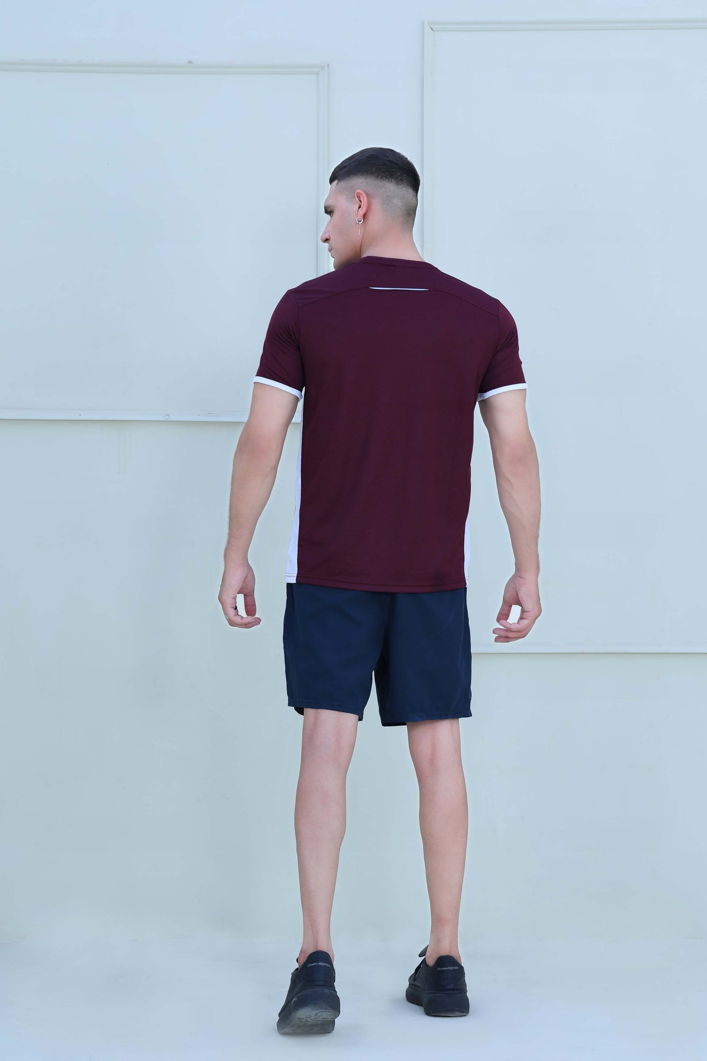 Banner Round Neck Dry-fit Tees for Men-MTST-0066-Burgundy White