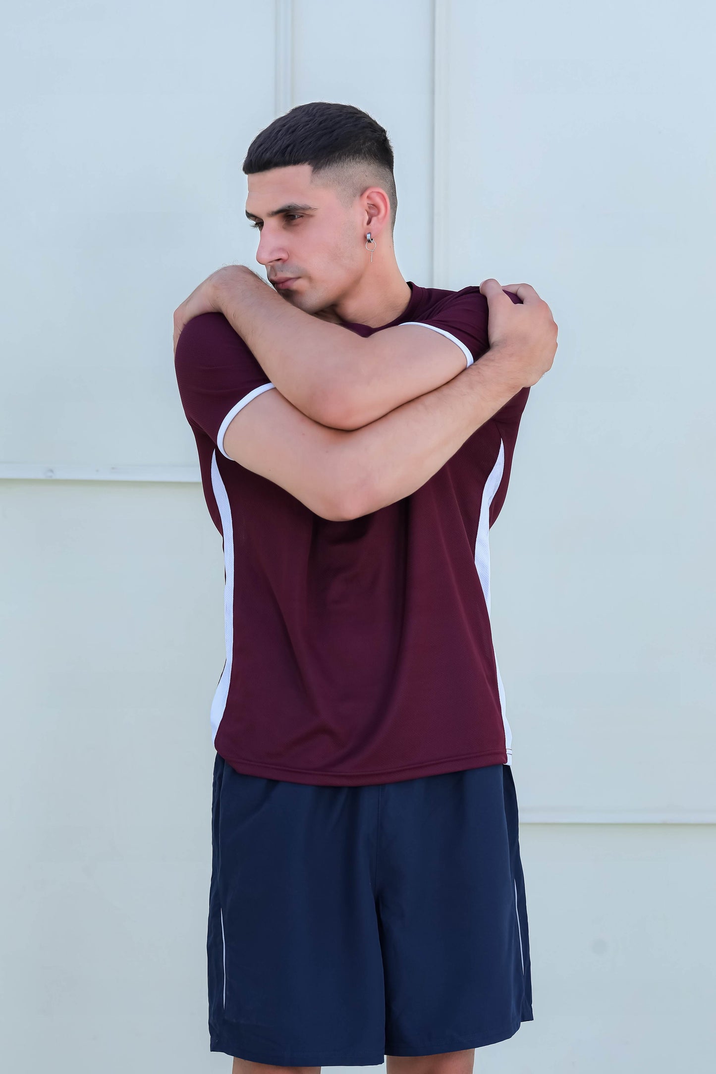 Banner Round Neck Dry-fit Tees for Men-MTST-0066-Burgundy White