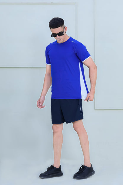 Banner Round Neck Dry-fit Tees for Men-MTST-0066-Royal White