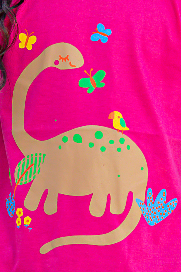 Carter Dinosaur Printed Girls T-shirt-KTST-2153-Dark pink